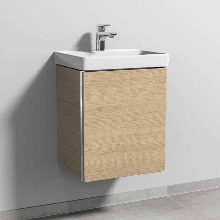 Sanipa 3way Waschtischunterbau für Keramik-Waschtisch Avento 45 cm, 1 Tür, Anschlag rechts, mit Griffleiste