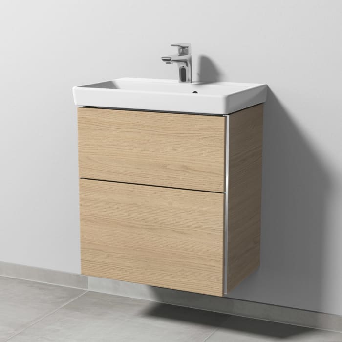 Sanipa 3way Waschtischunterbau für Keramik-Waschtisch Avento 55 cm, 2 Auszüge mit Griffleisten