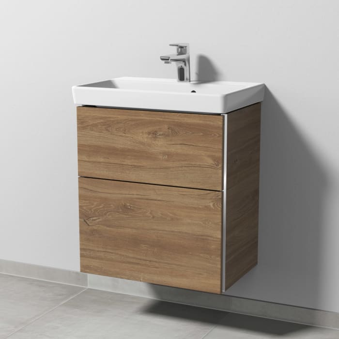 Sanipa 3way Waschtischunterbau für Keramik-Waschtisch Avento 55 cm, 2 Auszüge mit Griffleisten