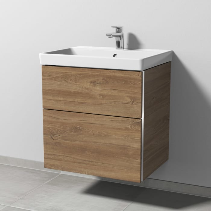 Sanipa 3way Waschtischunterbau für Keramik-Waschtisch Avento 60 cm, 2 Auszüge mit Griffleisten