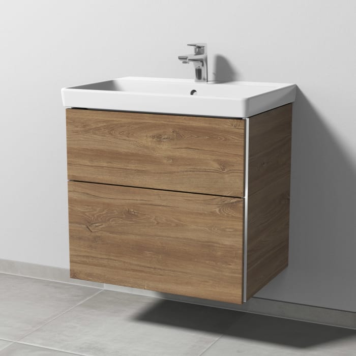 Sanipa 3way Waschtischunterbau für Keramik-Waschtisch Avento 65 cm, 2 Auszüge mit Griffleisten