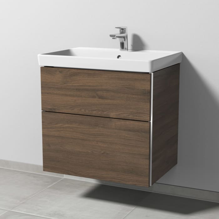 Sanipa 3way Waschtischunterbau für Keramik-Waschtisch Avento 65 cm, 2 Auszüge mit Griffleisten