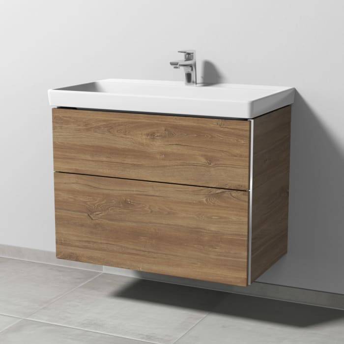 Sanipa 3way Waschtischunterbau für Keramik-Waschtisch Avento 80 cm, 2 Auszüge mit Griffleisten