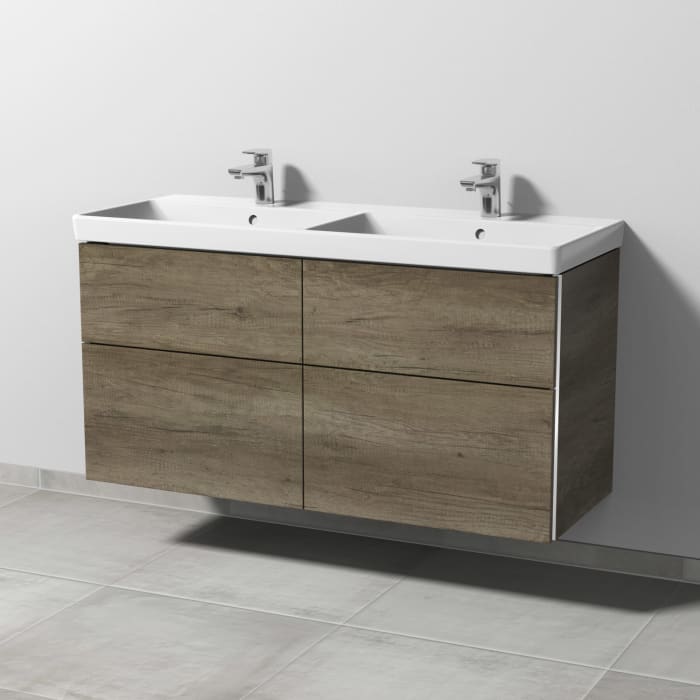 Sanipa 3way Waschtischunterbau für Keramik-Doppelwaschtisch Avento 120 cm, 4 Auszüge mit Griffleisten