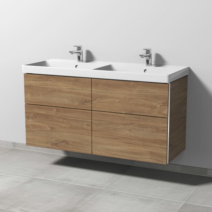 Sanipa 3way Waschtischunterbau für Keramik-Doppelwaschtisch Avento 120 cm, 4 Auszüge mit Griffleisten