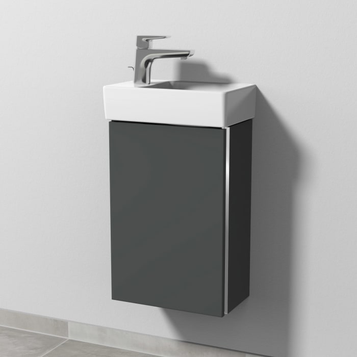 Sanipa 3way Waschtischunterbau für Keramik-Waschtisch Avento 36 cm, 1 Tür, Anschlag links, mit Griffleiste