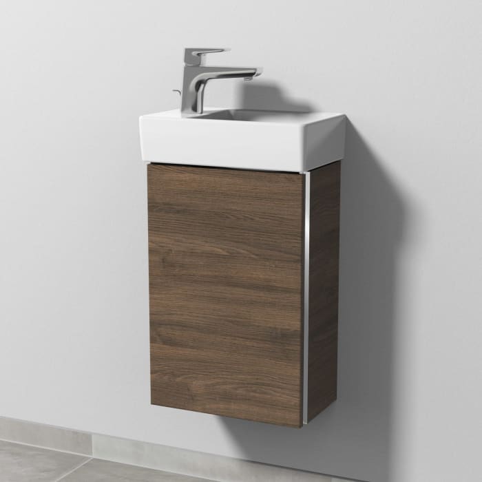 Sanipa 3way Waschtischunterbau für Keramik-Waschtisch Avento 36 cm, 1 Tür, Anschlag links, mit Griffleiste