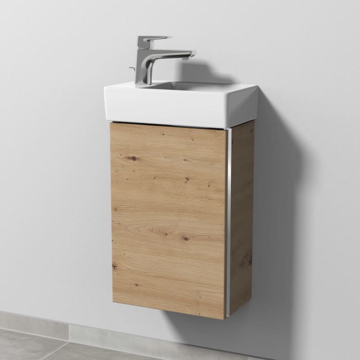 Sanipa 3way Waschtischunterbau für Keramik-Waschtisch Avento 36 cm, 1 Tür, Anschlag links, mit Griffleiste