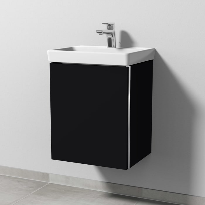 Sanipa 3way Waschtischunterbau für Keramik-Waschtisch Avento 45 cm, 1 Tür, Anschlag links, mit Griffleiste