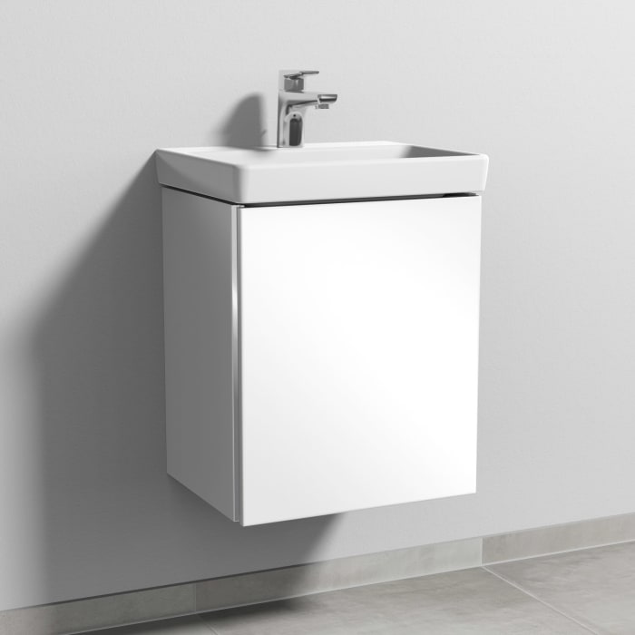 Sanipa 3way Waschtischunterbau für Keramik-Waschtisch Avento 45 cm, 1 Tür, Anschlag rechts, mit Griffleiste