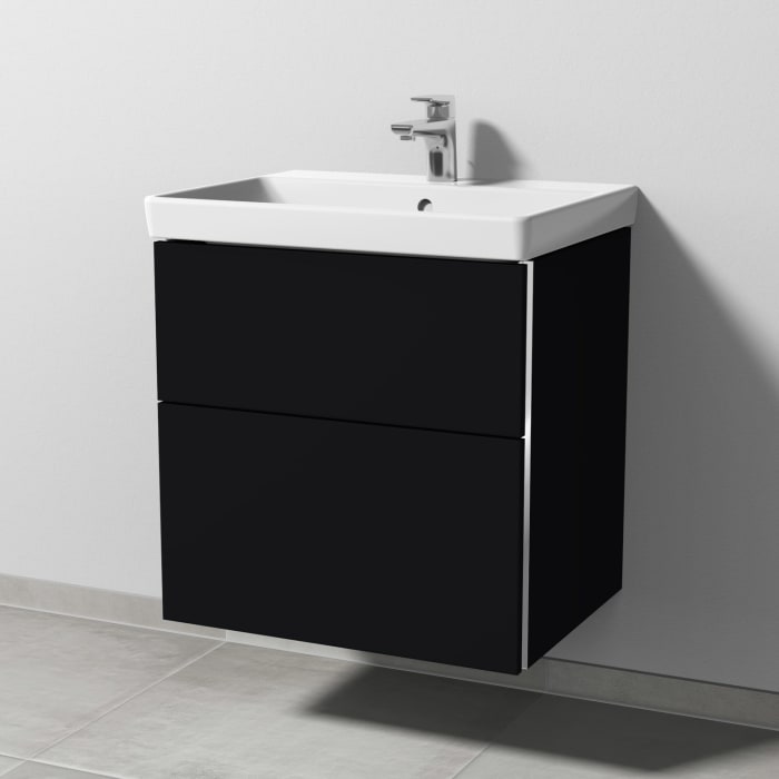 Sanipa 3way Waschtischunterbau für Keramik-Waschtisch Avento 60 cm, 2 Auszüge mit Griffleisten