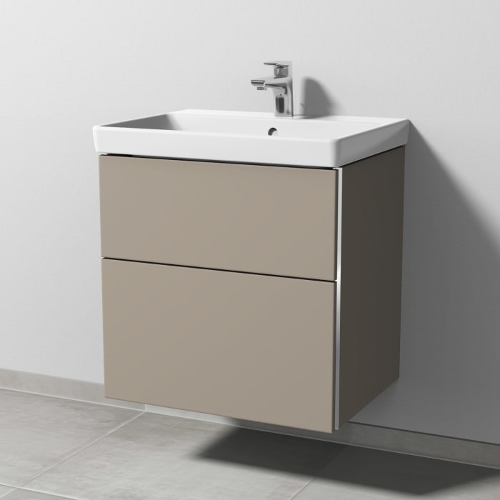 Sanipa 3way Waschtischunterbau für Keramik-Waschtisch Avento 60 cm, 2 Auszüge mit Griffleisten