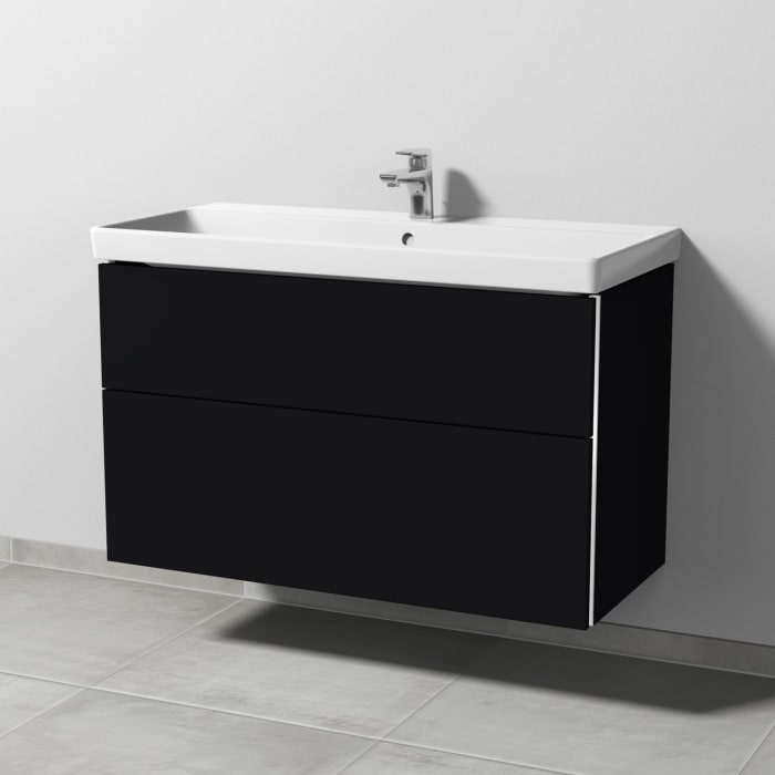 Sanipa 3way Waschtischunterbau für Keramik-Waschtisch Avento 100 cm, 2 Auszüge mit Griffleisten