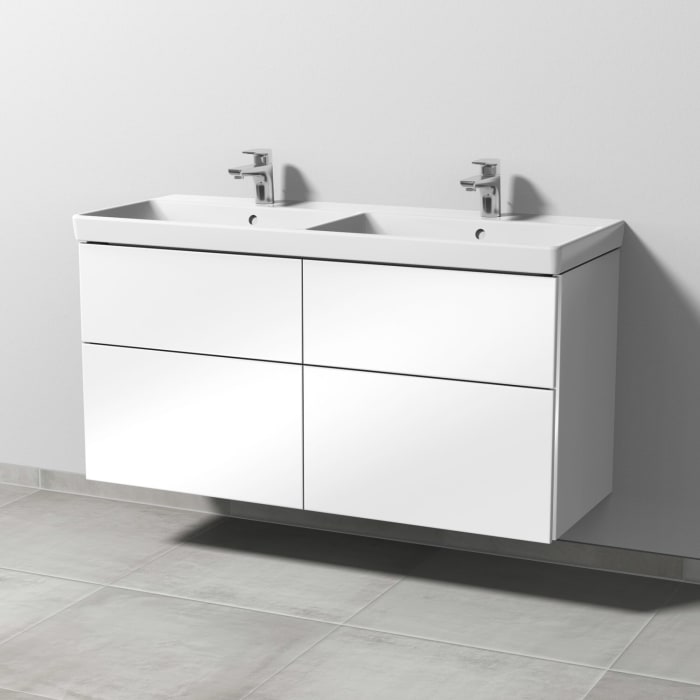 Sanipa 3way Waschtischunterbau für Keramik-Doppelwaschtisch Avento 120 cm, 4 Auszüge mit Griffleisten