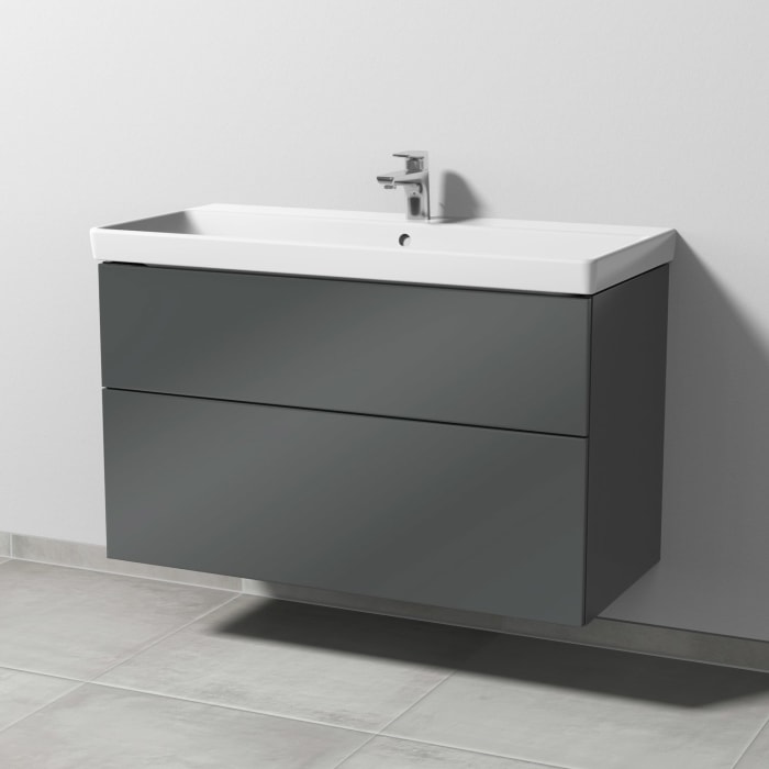 Sanipa 3way Waschtischunterbau für Keramik-Waschtisch Avento 100 cm, 2 Auszüge mit Push to open