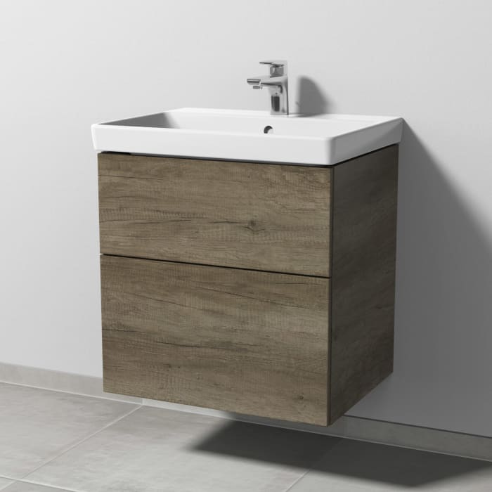 Sanipa 3way Waschtischunterbau für Keramik-Waschtisch Avento 60 cm, 2 Auszüge mit Push to open