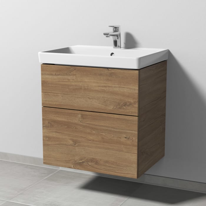 Sanipa 3way Waschtischunterbau für Keramik-Waschtisch Avento 60 cm, 2 Auszüge mit Push to open