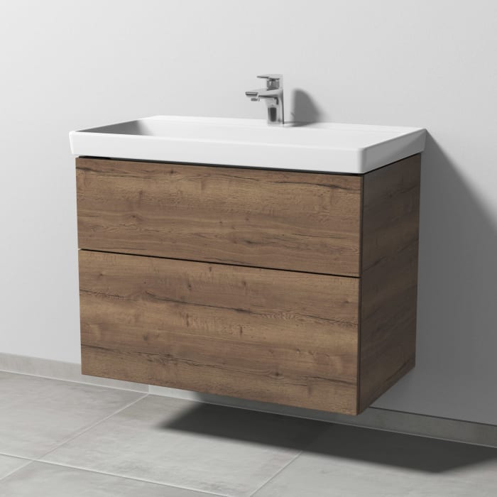 Sanipa 3way Waschtischunterbau für Keramik-Waschtisch Avento 80 cm, 2 Auszüge mit Push to open