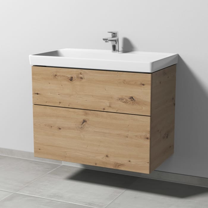 Sanipa 3way Waschtischunterbau für Keramik-Waschtisch Avento 80 cm, 2 Auszüge mit Push to open