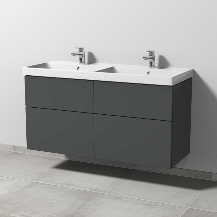 Sanipa 3way Waschtischunterbau für Keramik-Doppelwaschtisch Avento 120 cm, 4 Auszüge mit Push to open
