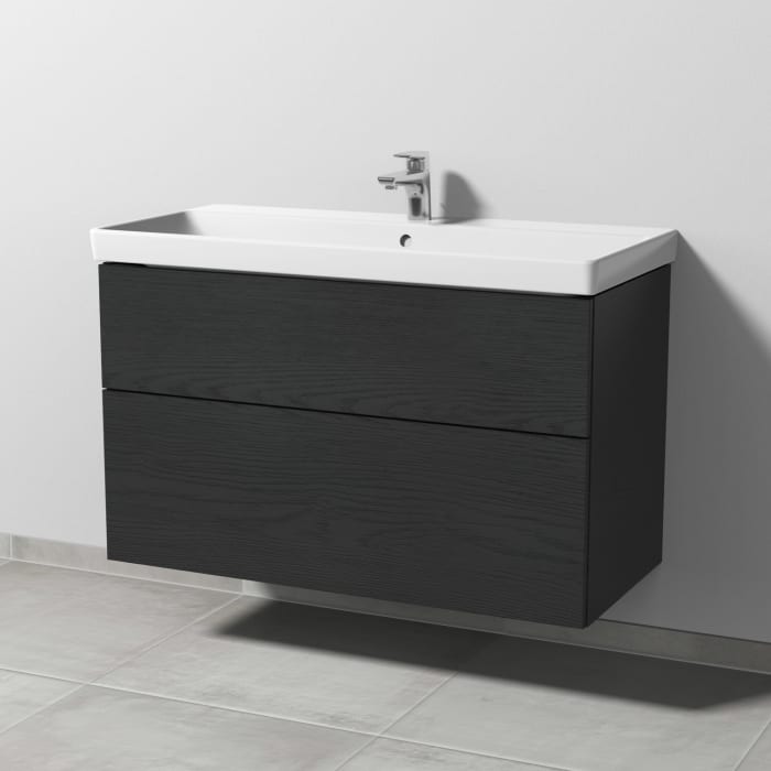 Sanipa 3way Waschtischunterbau für Keramik-Waschtisch Avento 100 cm, 2 Auszüge mit Push to open