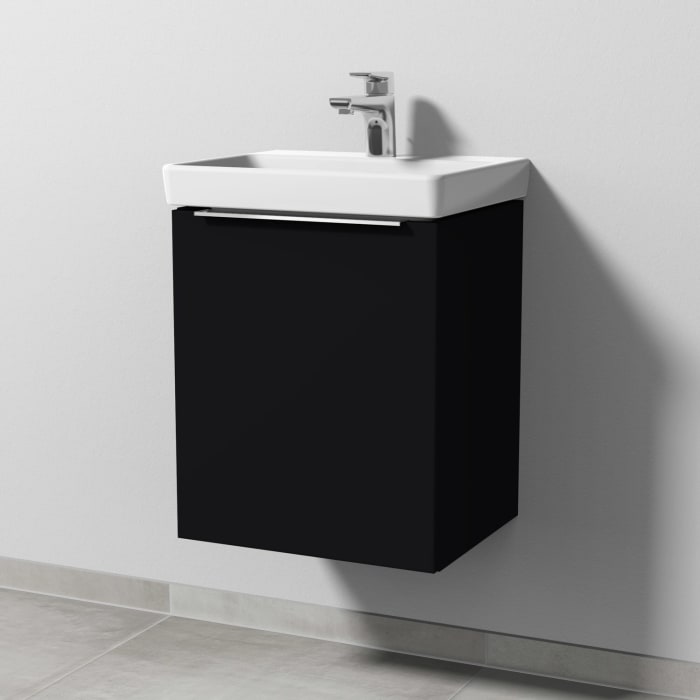 Sanipa 3way Waschtischunterbau für Keramik-Waschtisch Avento 45 cm, 1 Tür, Anschlag links, mit Aufsatzgriff