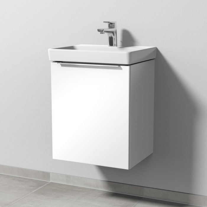 Sanipa 3way Waschtischunterbau für Keramik-Waschtisch Avento 45 cm, 1 Tür, Anschlag links, mit Aufsatzgriff