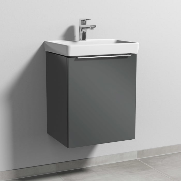 Sanipa 3way Waschtischunterbau für Keramik-Waschtisch Avento 45 cm, 1 Tür, Anschlag rechts, mit Aufsatzgriff