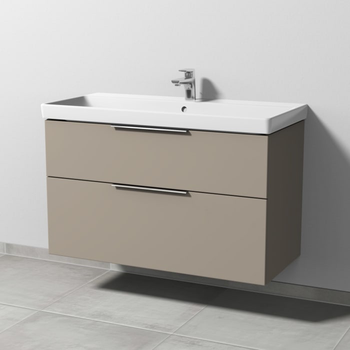 Sanipa 3way Waschtischunterbau für Keramik-Waschtisch Avento 100 cm, 2 Auszüge mit Aufsatzgriff