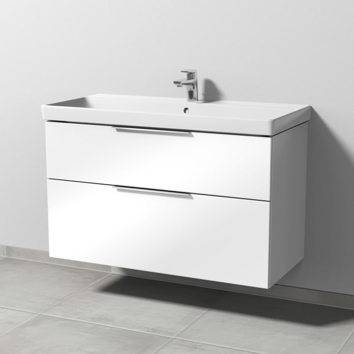 Sanipa 3way Waschtischunterbau für Keramik-Waschtisch Avento 100 cm, 2 Auszüge mit Aufsatzgriff