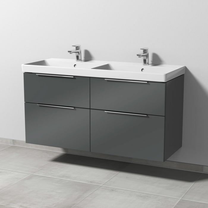 Sanipa 3way Waschtischunterbau für Keramik-Doppelwaschtisch Avento 120 cm, 4 Auszüge mit Aufsatzgriff