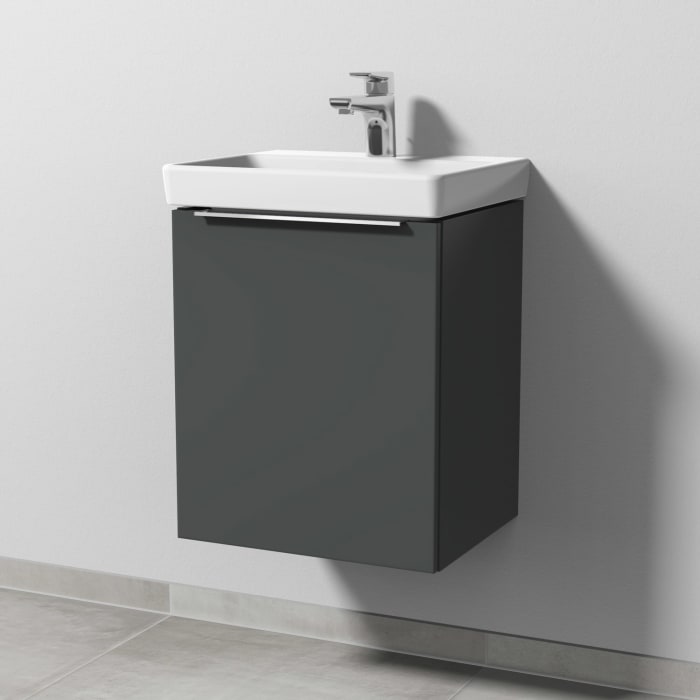 Sanipa 3way Waschtischunterbau für Keramik-Waschtisch Avento 45 cm, 1 Tür, Anschlag links, mit Aufsatzgriff