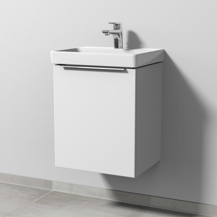Sanipa 3way Waschtischunterbau für Keramik-Waschtisch Avento 45 cm, 1 Tür, Anschlag links, mit Aufsatzgriff