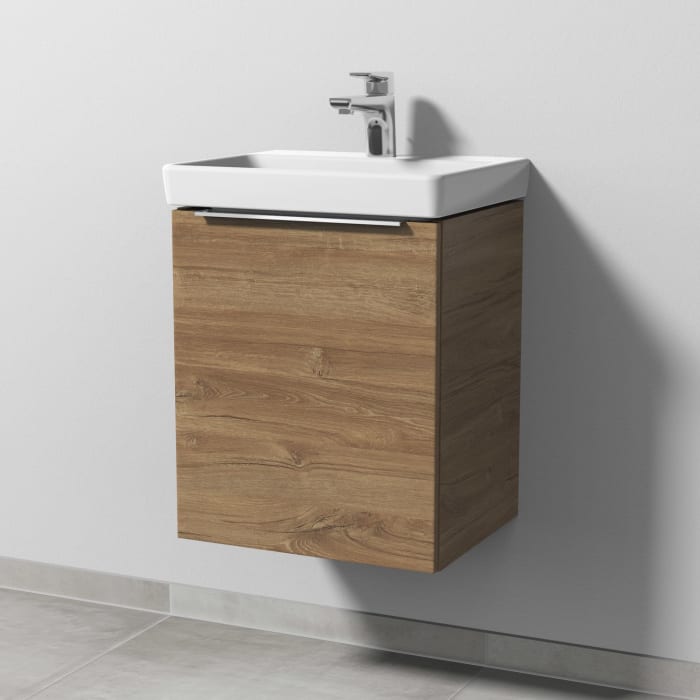 Sanipa 3way Waschtischunterbau für Keramik-Waschtisch Avento 45 cm, 1 Tür, Anschlag links, mit Aufsatzgriff