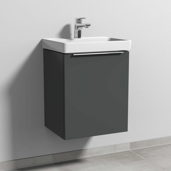 Sanipa 3way Waschtischunterbau für Keramik-Waschtisch Avento 45 cm, 1 Tür, Anschlag rechts, mit Aufsatzgriff