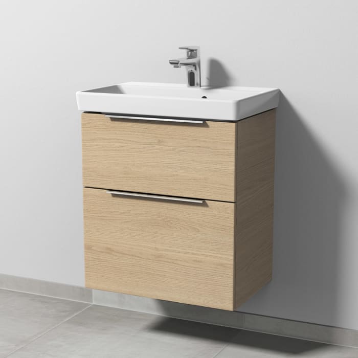 Sanipa 3way Waschtischunterbau für Keramik-Waschtisch Avento 55 cm, 2 Auszüge mit Aufsatzgriff