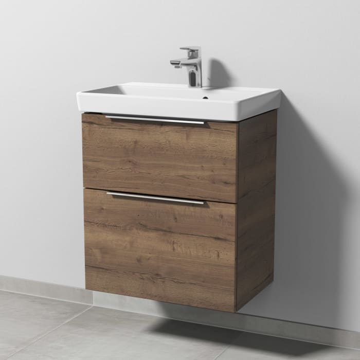 Sanipa 3way Waschtischunterbau für Keramik-Waschtisch Avento 55 cm, 2 Auszüge mit Aufsatzgriff