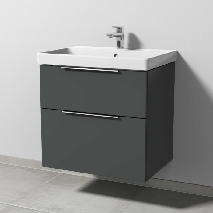 Sanipa 3way Waschtischunterbau für Keramik-Waschtisch Avento 65 cm, 2 Auszüge mit Aufsatzgriff