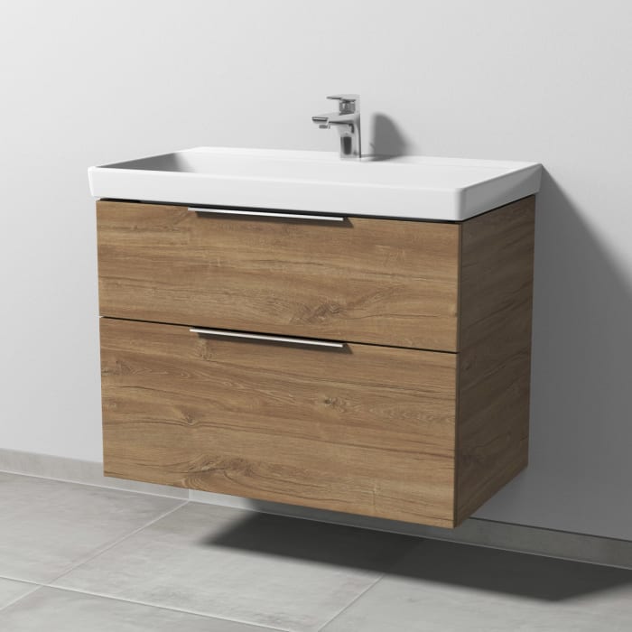 Sanipa 3way Waschtischunterbau für Keramik-Waschtisch Avento 80 cm, 2 Auszüge mit Aufsatzgriff