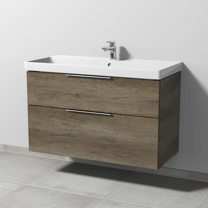 Sanipa 3way Waschtischunterbau für Keramik-Waschtisch Avento 100 cm, 2 Auszüge mit Aufsatzgriff