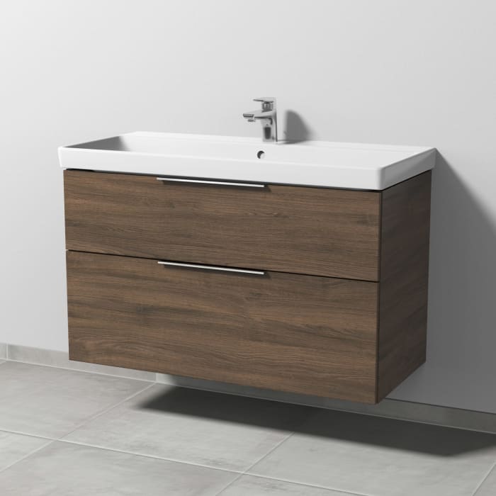 Sanipa 3way Waschtischunterbau für Keramik-Waschtisch Avento 100 cm, 2 Auszüge mit Aufsatzgriff