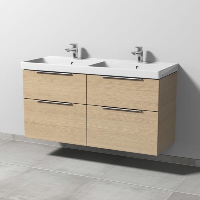 Sanipa 3way Waschtischunterbau für Keramik-Doppelwaschtisch Avento 120 cm, 4 Auszüge mit Aufsatzgriff