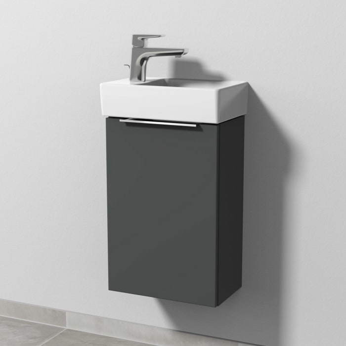 Sanipa 3way Waschtischunterbau für Keramik-Waschtisch Avento 36 cm, 1 Tür, Anschlag links, mit Aufsatzgriff