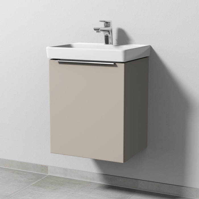 Sanipa 3way Waschtischunterbau für Keramik-Waschtisch Avento 45 cm, 1 Tür, Anschlag links, mit Aufsatzgriff