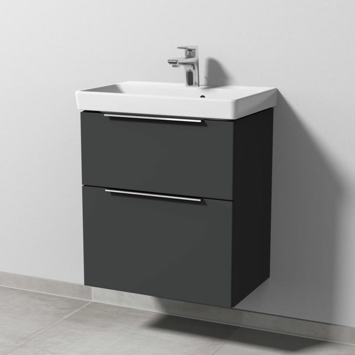 Sanipa 3way Waschtischunterbau für Keramik-Waschtisch Avento 55 cm, 2 Auszüge mit Aufsatzgriff