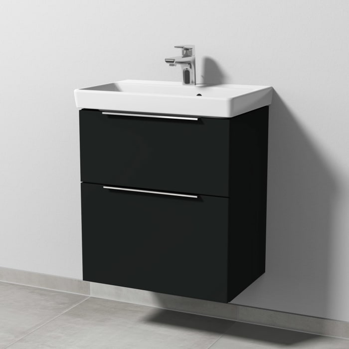 Sanipa 3way Waschtischunterbau für Keramik-Waschtisch Avento 55 cm, 2 Auszüge mit Aufsatzgriff