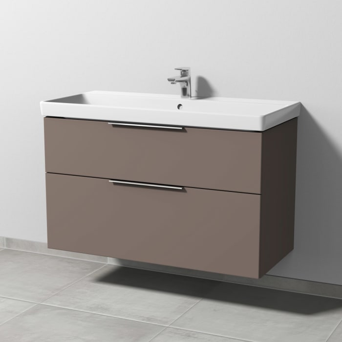 Sanipa 3way Waschtischunterbau für Keramik-Waschtisch Avento 100 cm, 2 Auszüge mit Aufsatzgriff