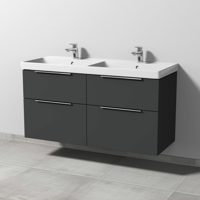 Sanipa 3way Waschtischunterbau für Keramik-Doppelwaschtisch Avento 120 cm, 4 Auszüge mit Aufsatzgriff