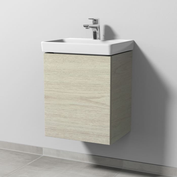 Sanipa 3way Waschtischunterbau für Keramik-Waschtisch Avento 45 cm, 1 Tür, Anschlag links, mit Push to open