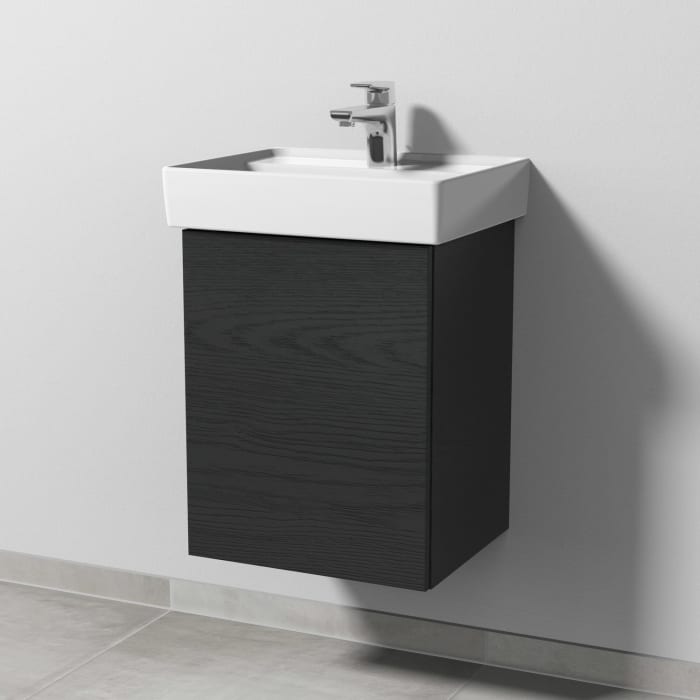 Sanipa 3way Waschtischunterbau für Keramik-Waschtisch Collaro 45 cm, 1 Tür, Anschlag links, mit Push to open